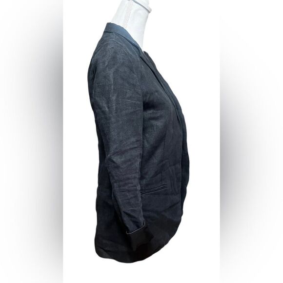 AYR BLACK OPEN FRONT 100% LINEN BLAZER SIZE 8 or 10 - Picture 3 of 10